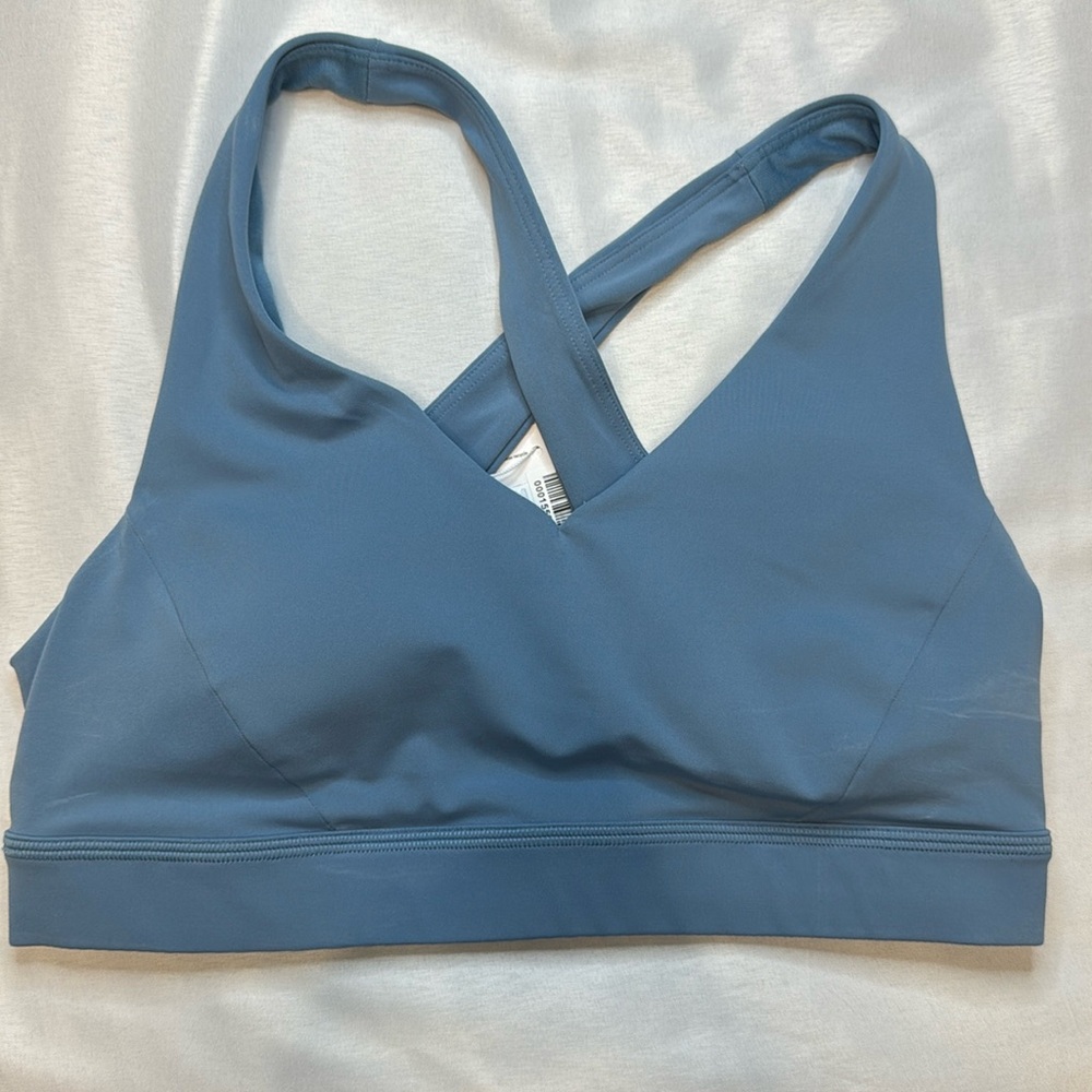 Lululemon Blue Sports Bra with Performance Fabric and V-Neck